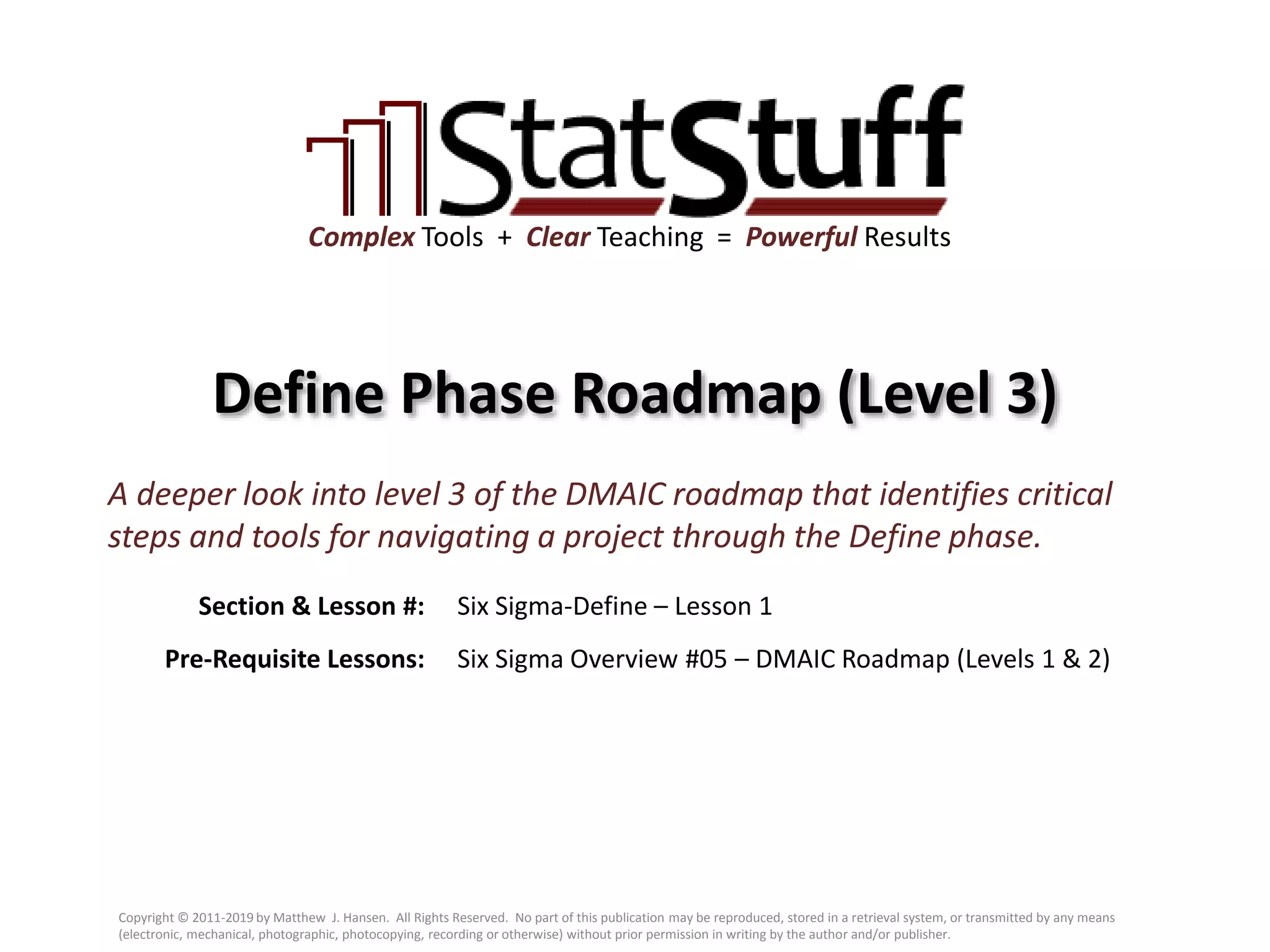 Define Phase Roadmap (Level 3) with Matt Hansen at StatStuff