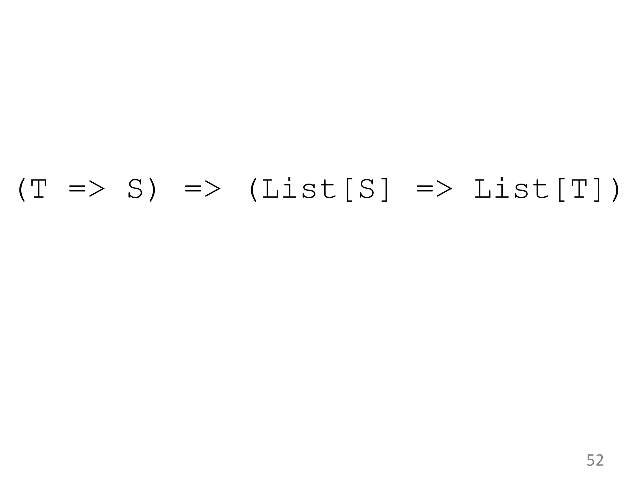 52 (T => S) => (List[S] => List[T]) 