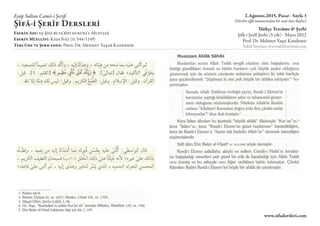 Eyüp Sultan Camii-i Şerifi
ŞifÂ-i ŞerÎf Dersleri
Eserin Adı: eş-ŞifÂ bi-ta’rÎfi hukūkı’l-MustafÂ
Eserin Müellifi: Kādı İyÂ...