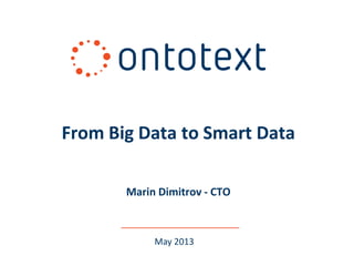 May 2013
From Big Data to Smart Data
Marin Dimitrov - CTO
 
