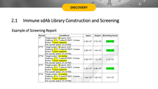 DISCOVERY
Example of Screening Report
2.1 Immune sdAb Library Construction and Screening
 