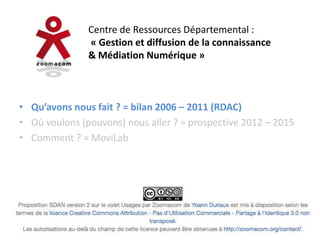Centre de Ressources Départemental :
               « Gestion et diffusion de la connaissance
               & Médiation N...