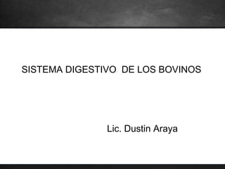 SISTEMA DIGESTIVO DE LOS BOVINOS
Lic. Dustin Araya
 