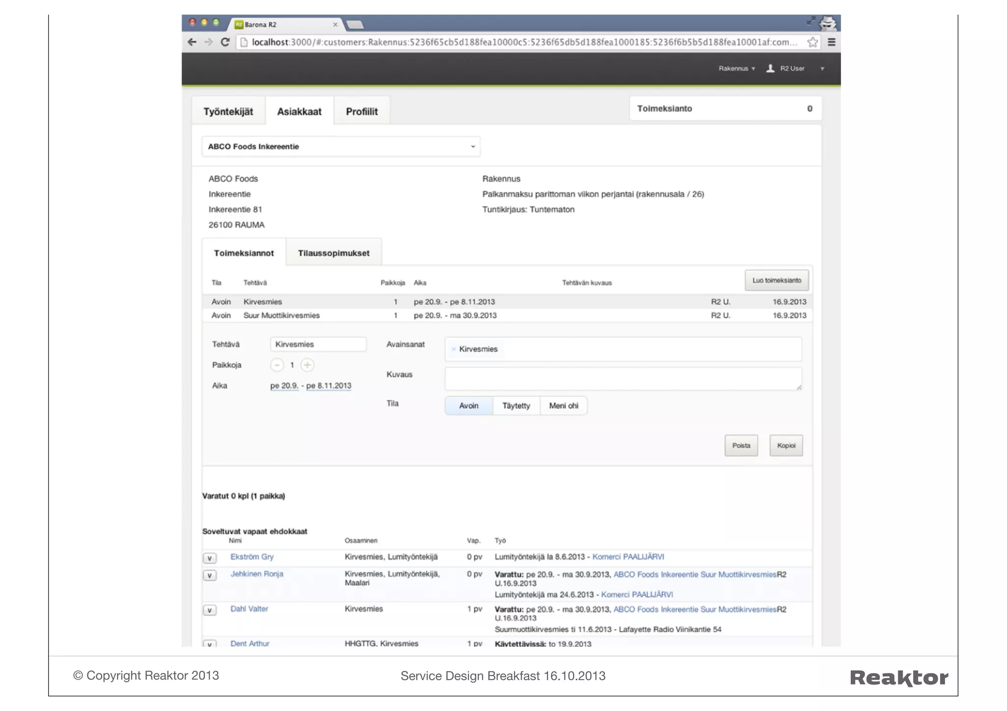 © Copyright Reaktor 2013

Service Design Breakfast 16.10.2013

 