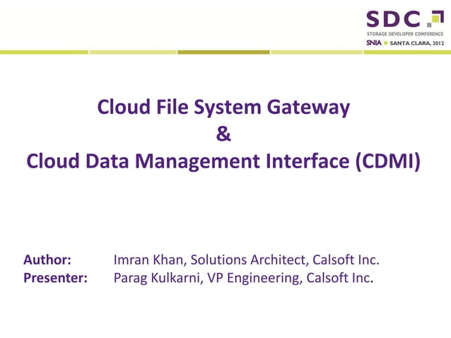 Software Developer Conference 2012 - Paper Presentation - Cloud File ...