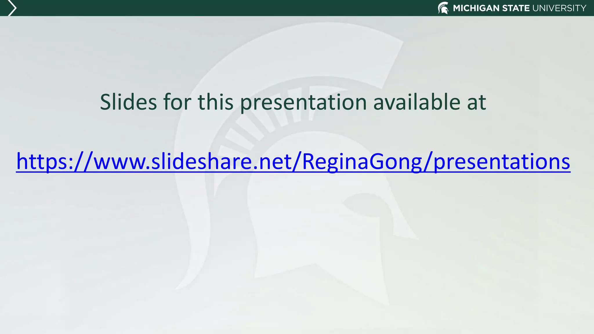 Slides for this presentation available at
https://www.slideshare.net/ReginaGong/presentations
 