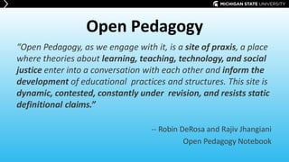 From Resources to Practice: Leveraging the Power of OER for Open Pedagogy