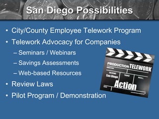 Employee Bottom LineTotal Employee Savings:     $2,000 to $7,000/Yr+ 2-3 extra weeks of free time/year- 90% of home-based telecommuters say they are happier with the balance in their lives because of working from home.- Two-thirds said they’d take another job to ease the commute.
