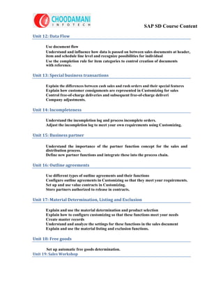 SAP SD Course Content | PDF