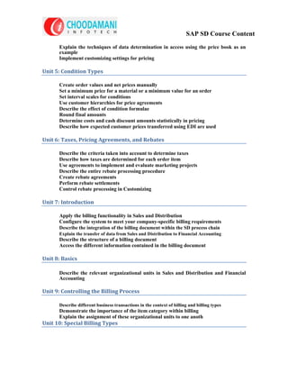 SAP SD Course Content | PDF