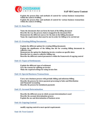 SAP SD Course Content | PDF
