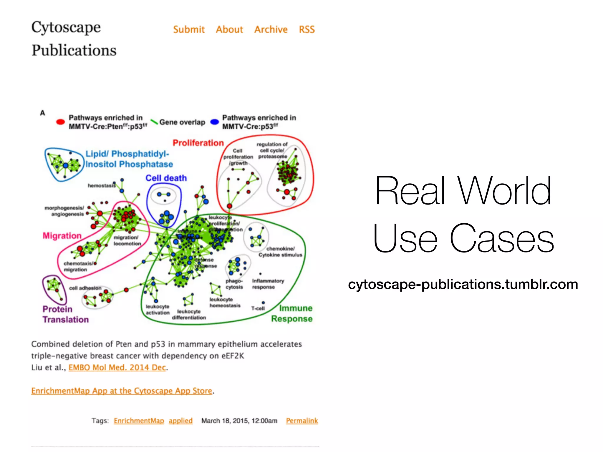 Real World
Use Cases
cytoscape-publications.tumblr.com
 