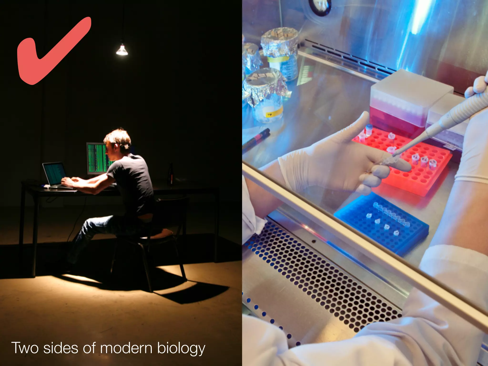 Two sides of modern biology
✔
 