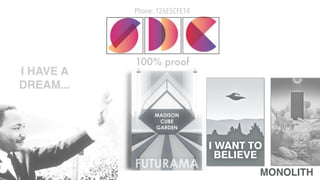 Phone: 126E5CFE14
100% proof
I HAVE A
DREAM...
MONOLITH