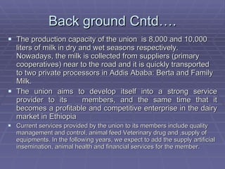 Experience of  Cooperatives in Dairy Development in Ethiopia the case of Selale Dairy cooperative union
