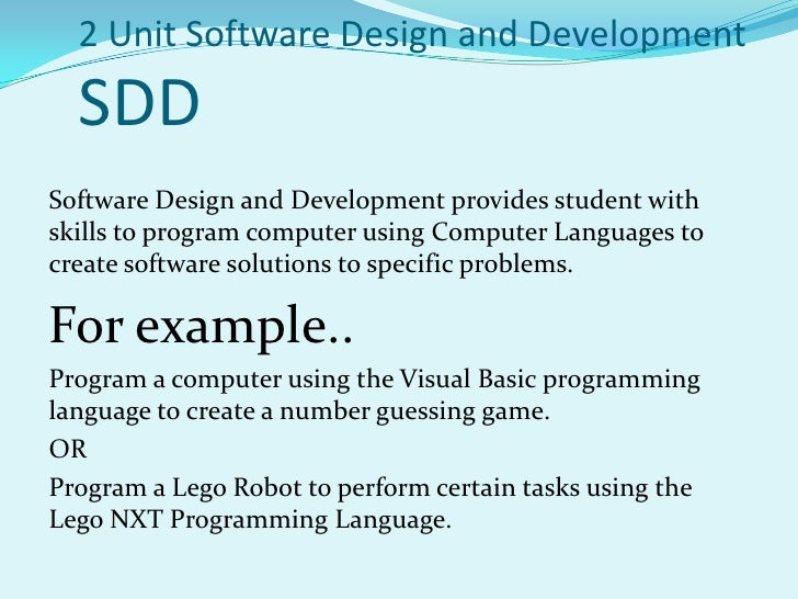 Software Design and Development