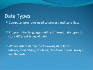 National 5 Data Types | PPT