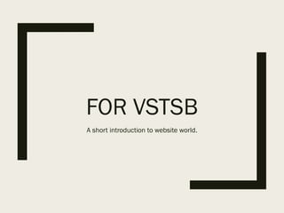 FOR VSTSB
A short introduction to website world.
 