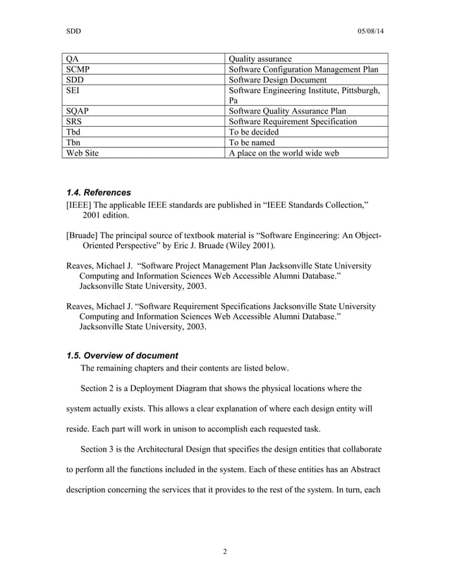 Software Design Description (SDD) sample