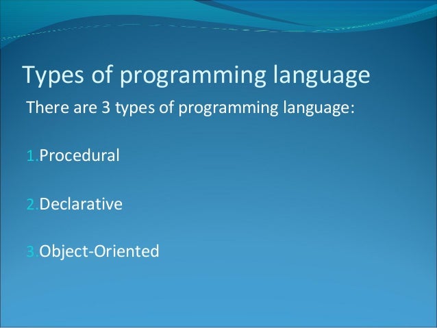 SD & D Types of programming language
