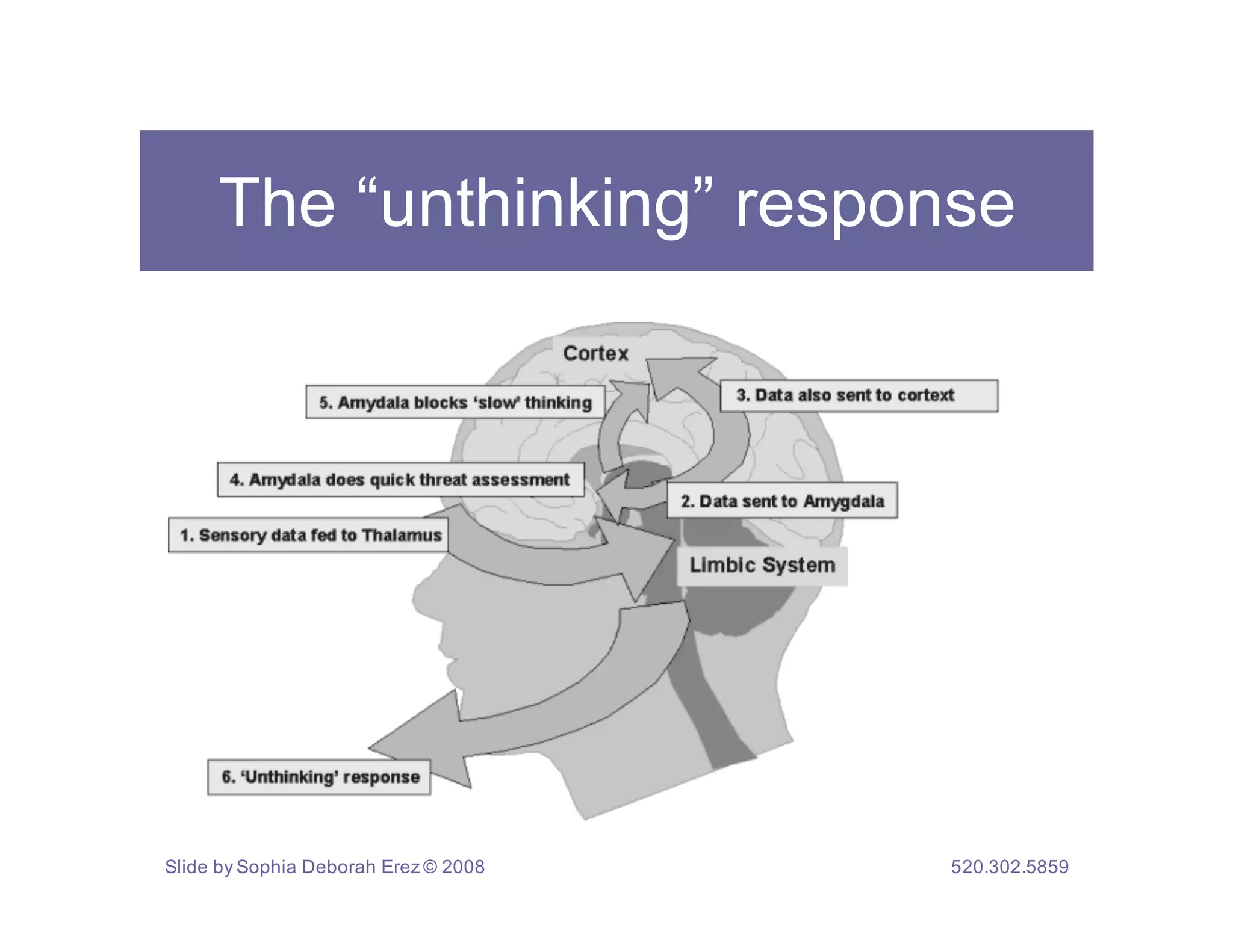 The “unthinking” response




Slide by Sophia Deborah Erez © 2008   520.302.5859
 