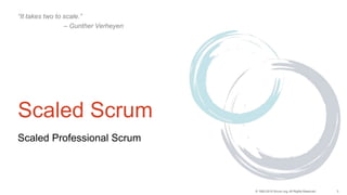 3© 1993-2015 Scrum.org, All Rights Reserved
Scaled Scrum
Scaled Professional Scrum
“It takes two to scale.”
– Gunther Verheyen
 