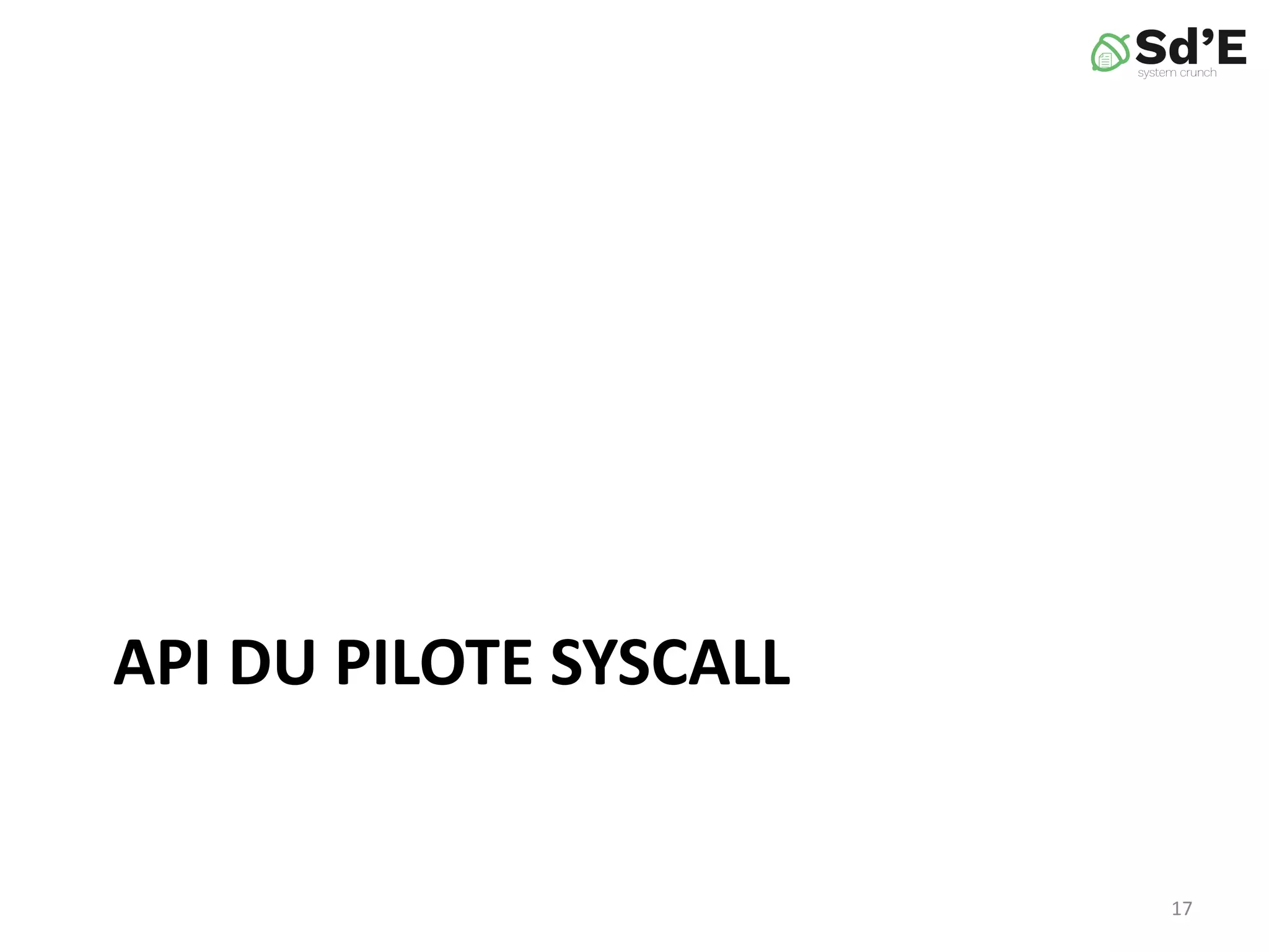 API DU PILOTE SYSCALL
17
 