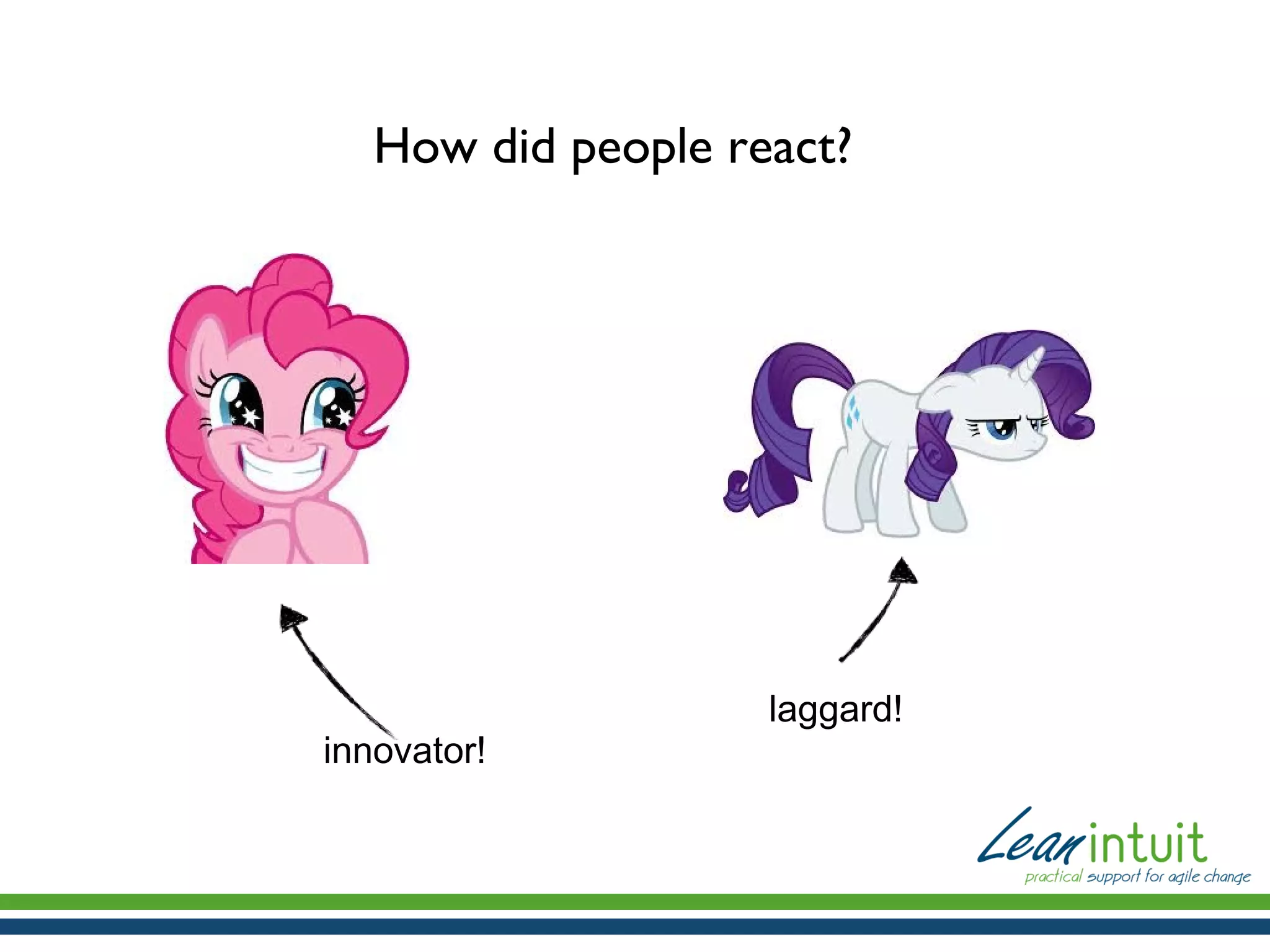 How did people react?

innovator!

laggard!

 