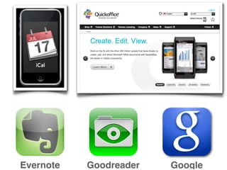 GoogleGoodreaderEvernote
 