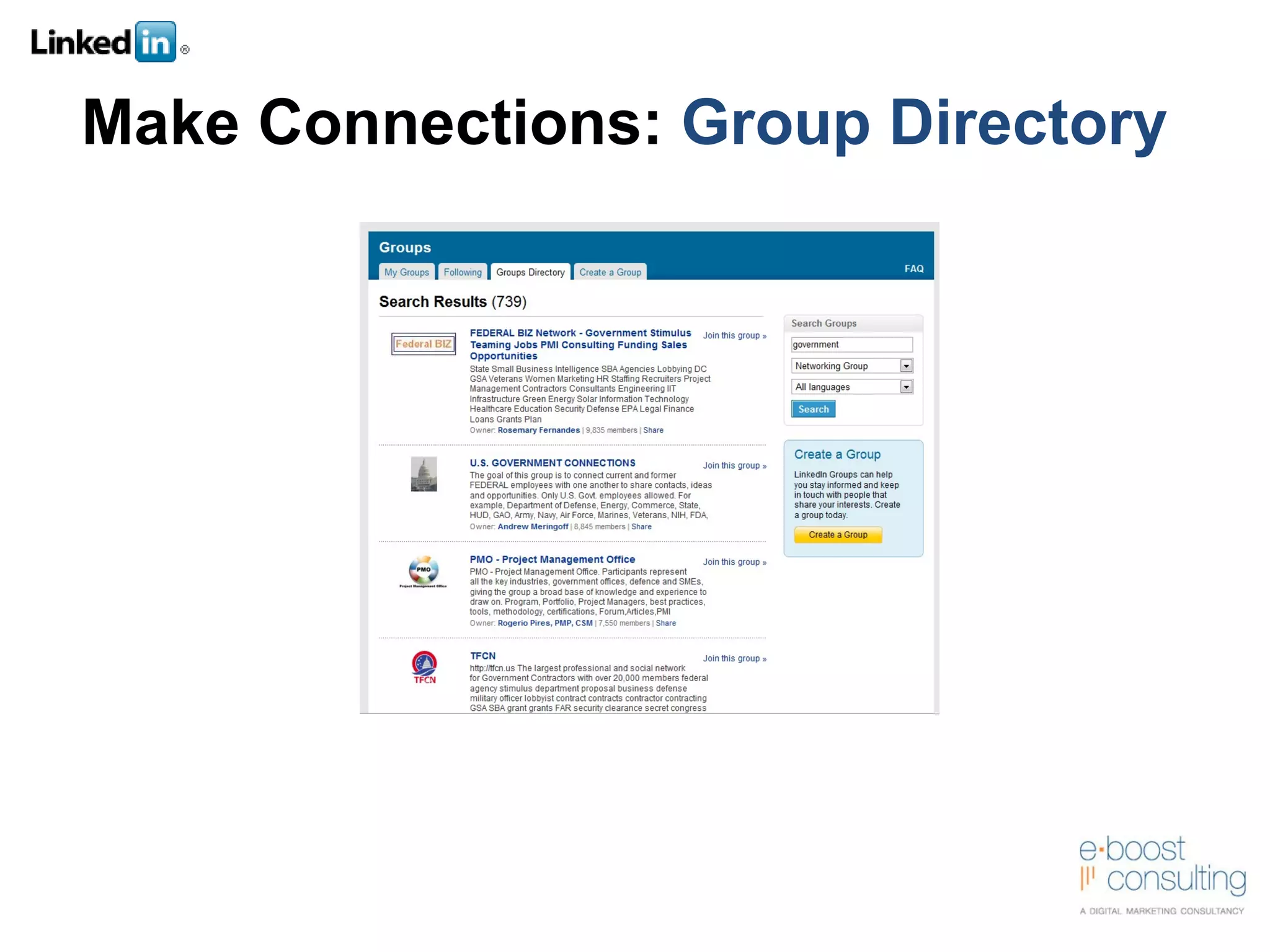 Make Connections:  Group Directory 