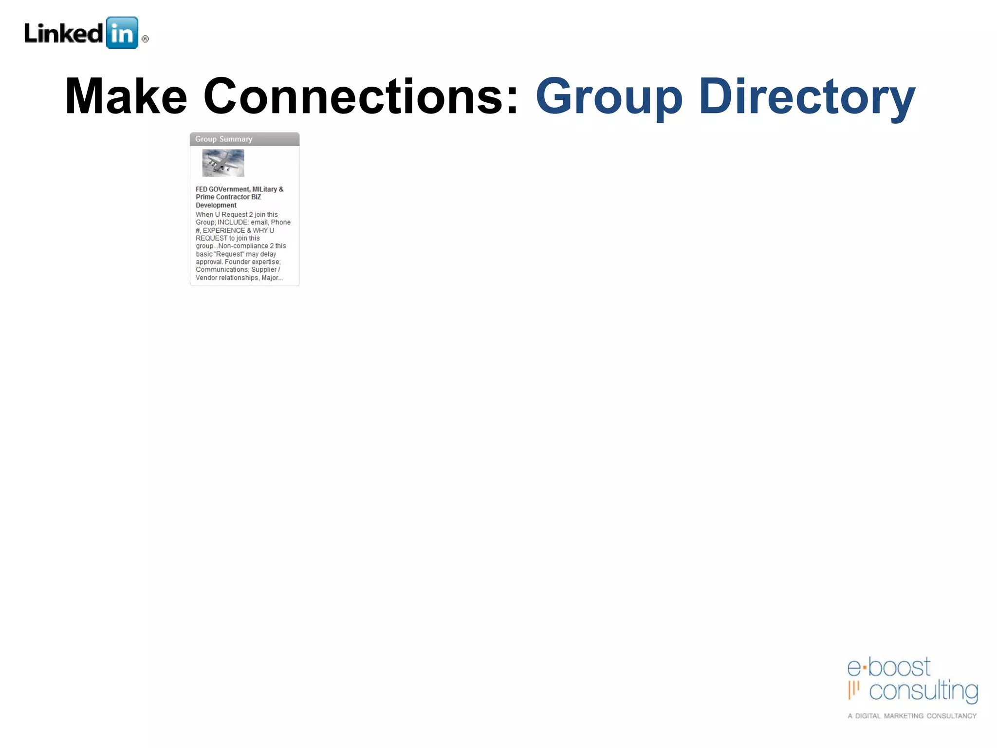 Make Connections:  Group Directory 