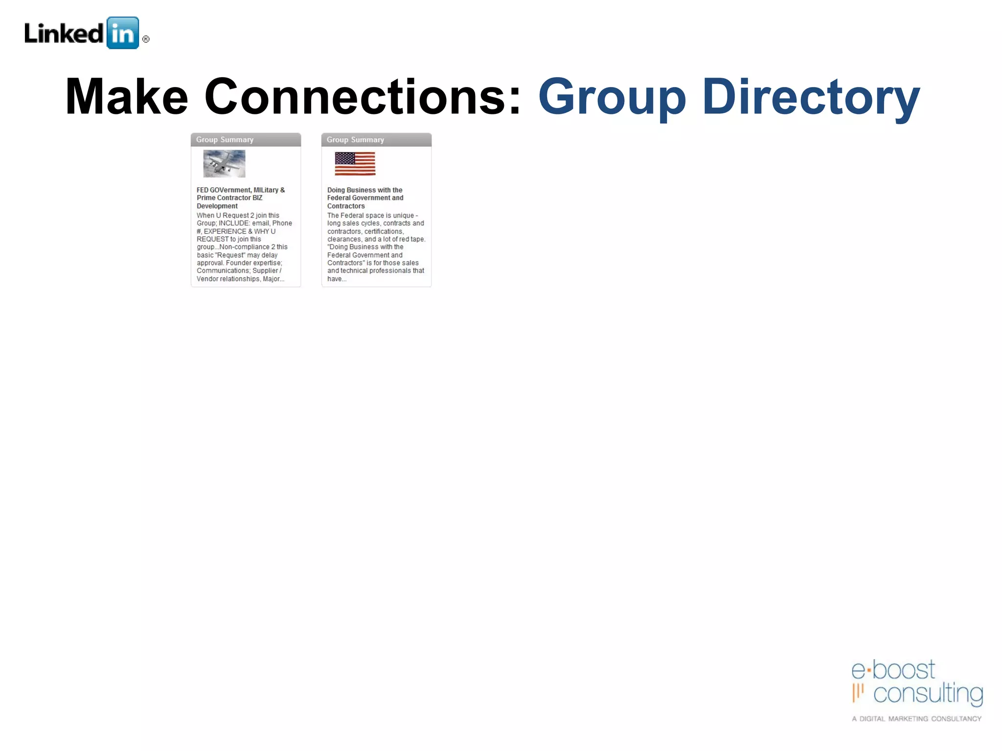 Make Connections:  Group Directory 