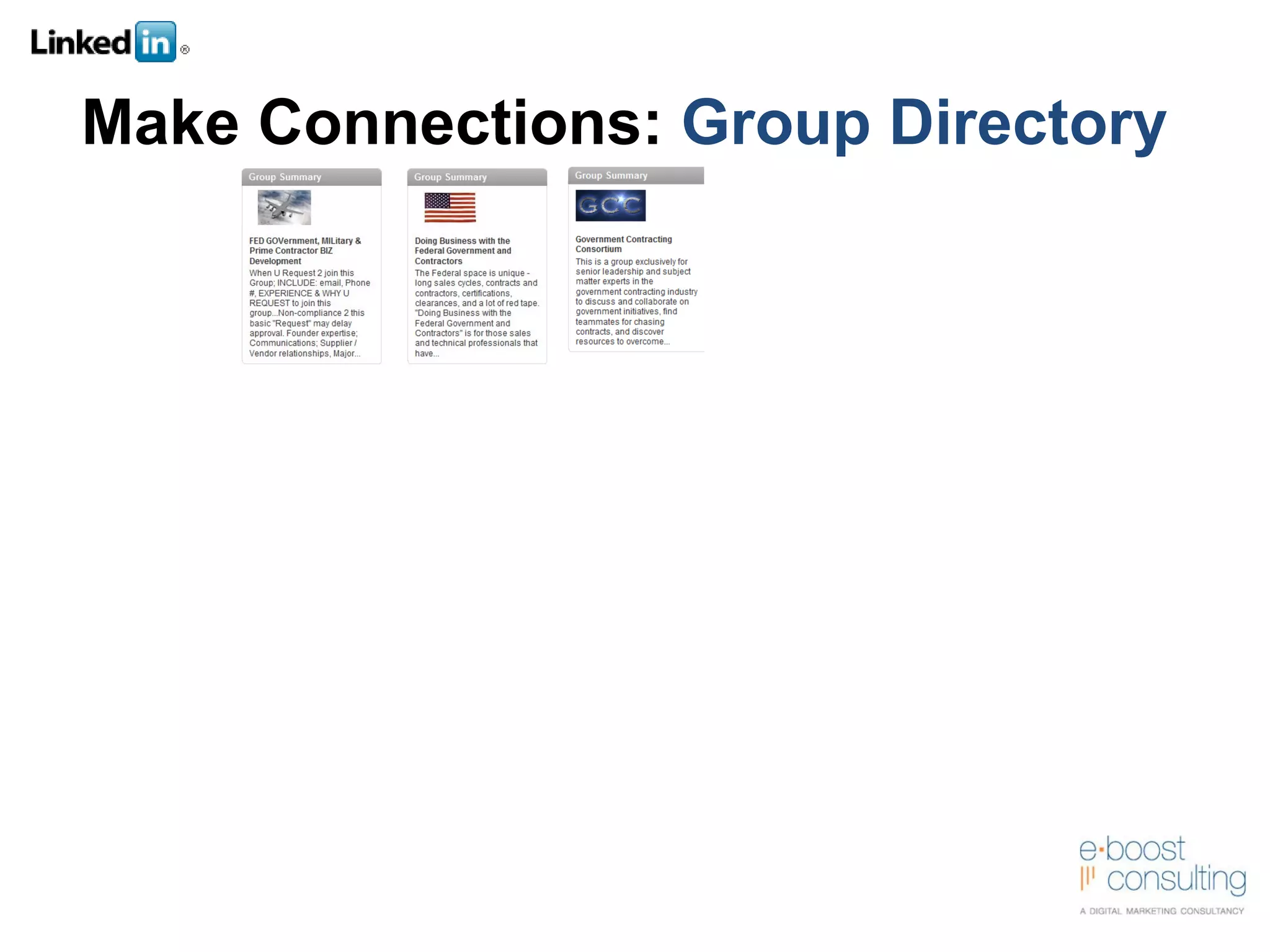 Make Connections:  Group Directory 