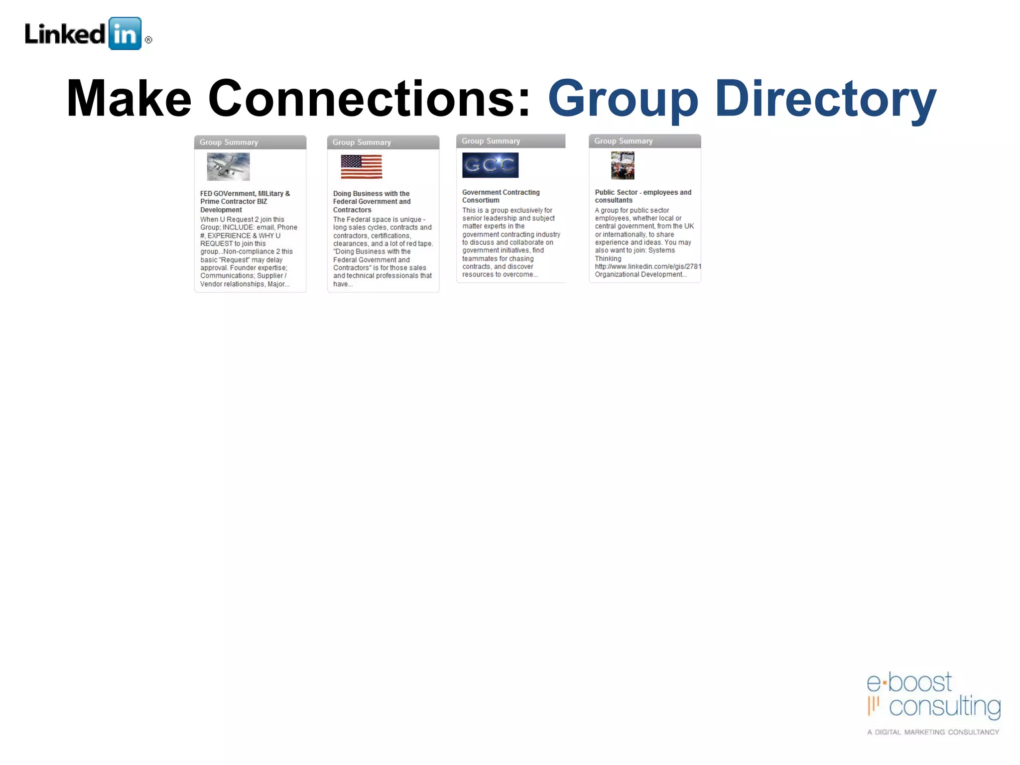 Make Connections:  Group Directory 