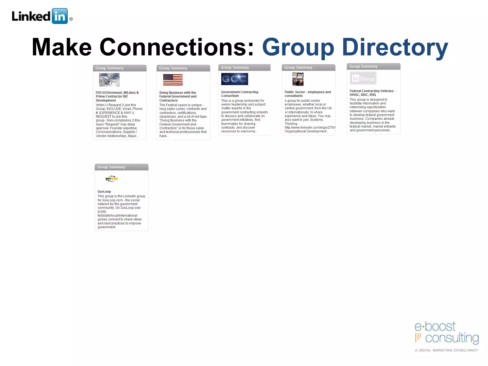 Make Connections:  Group Directory 