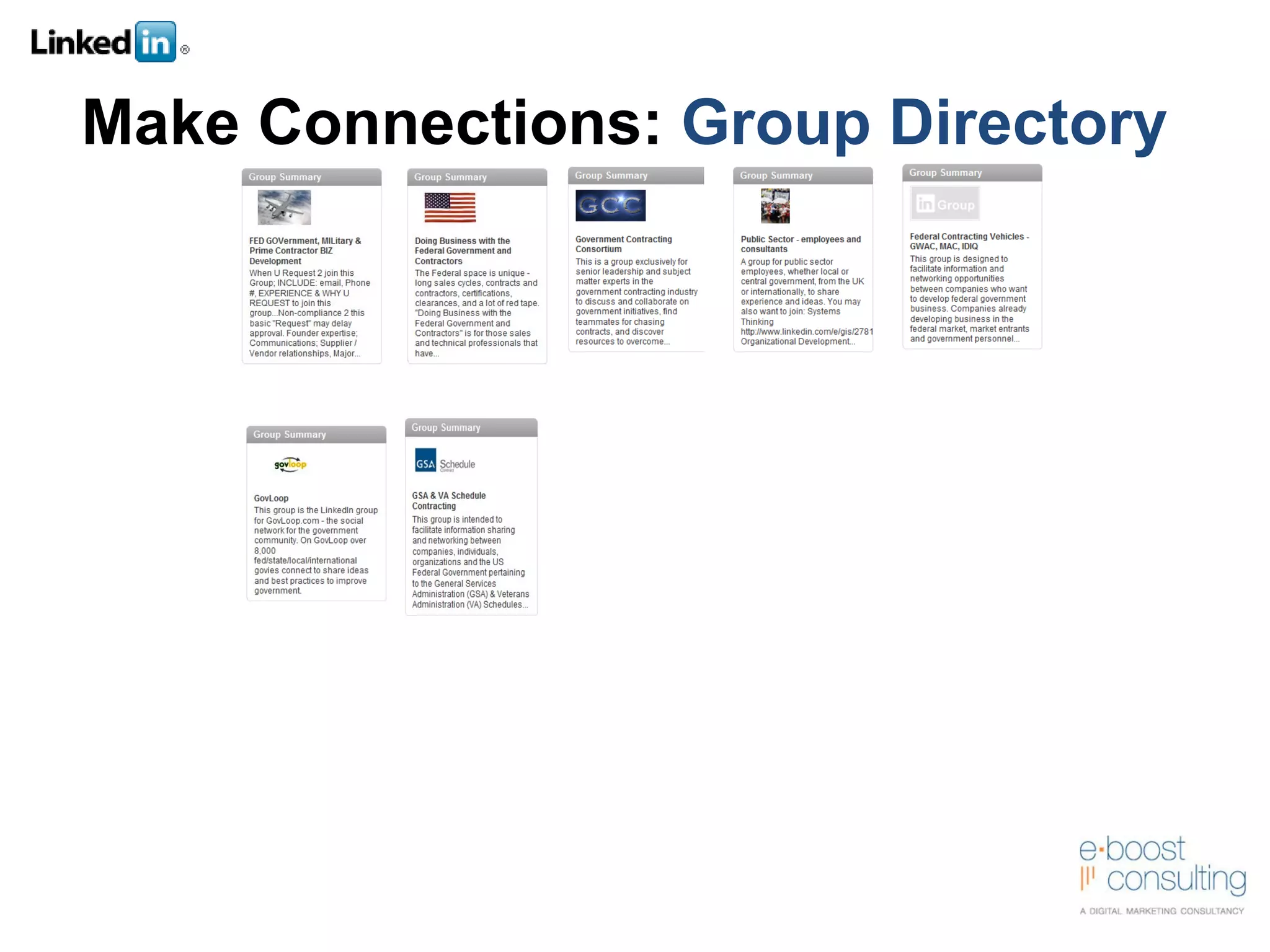 Make Connections:  Group Directory 
