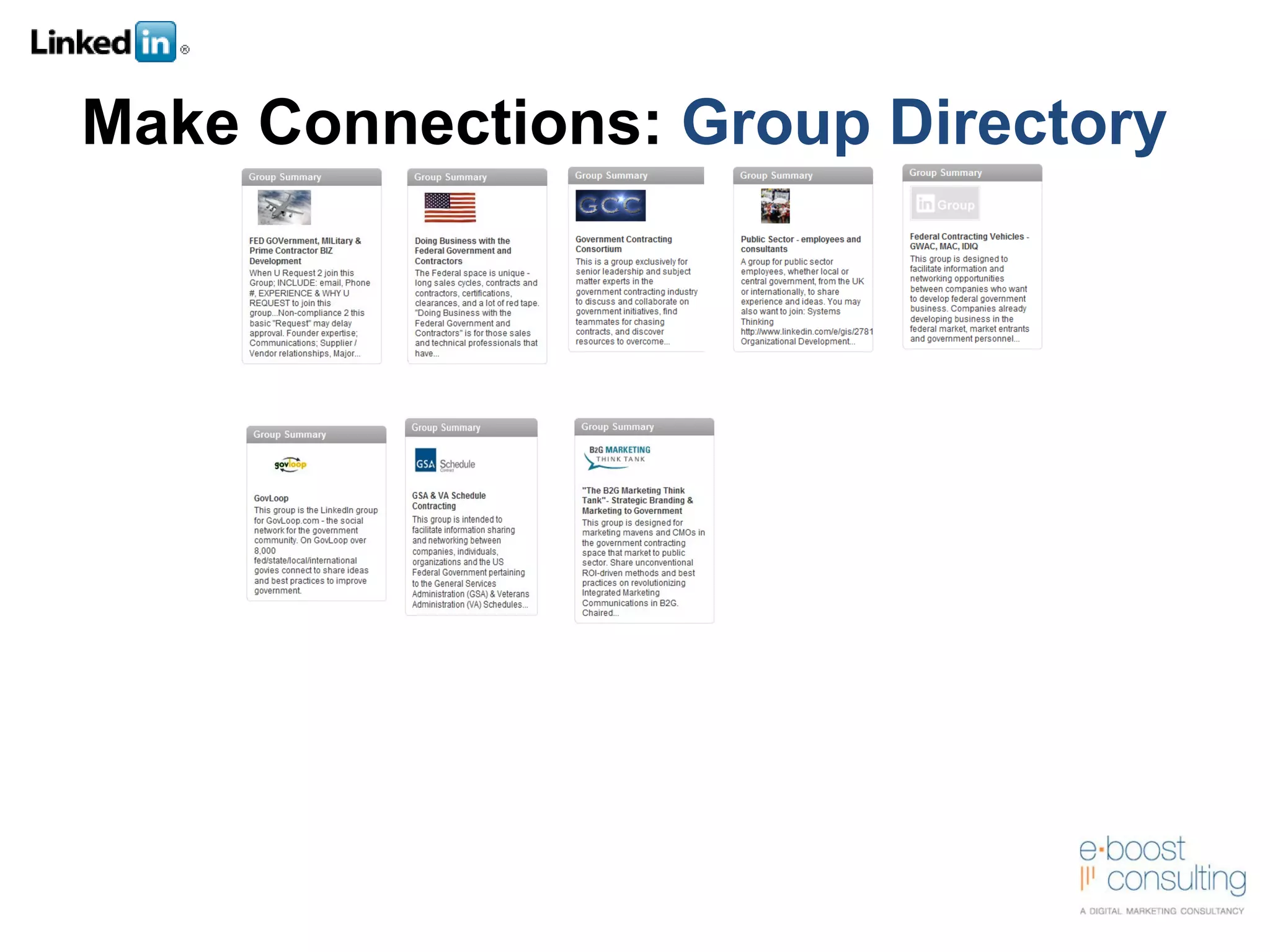 Make Connections:  Group Directory 