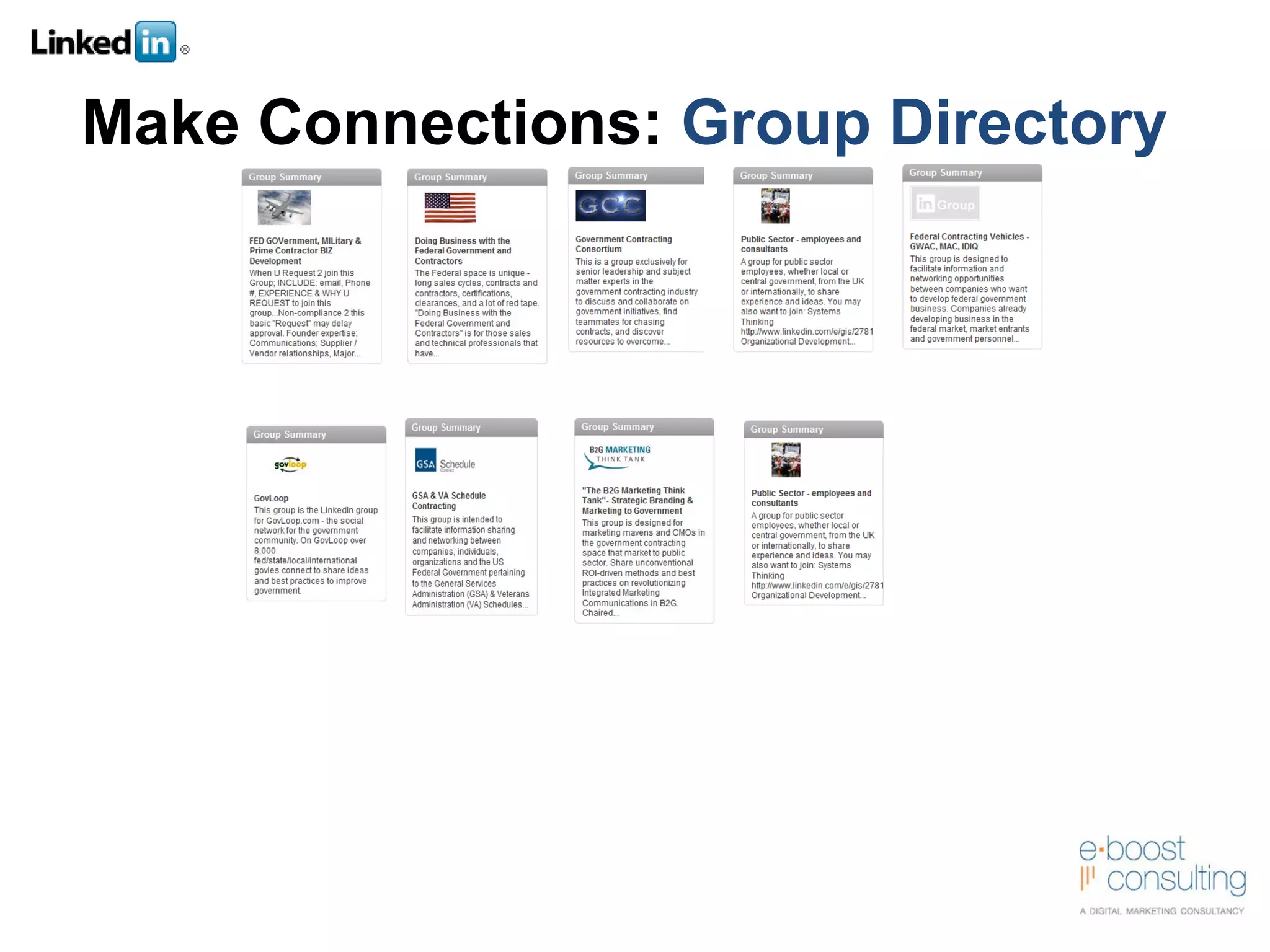 Make Connections:  Group Directory 