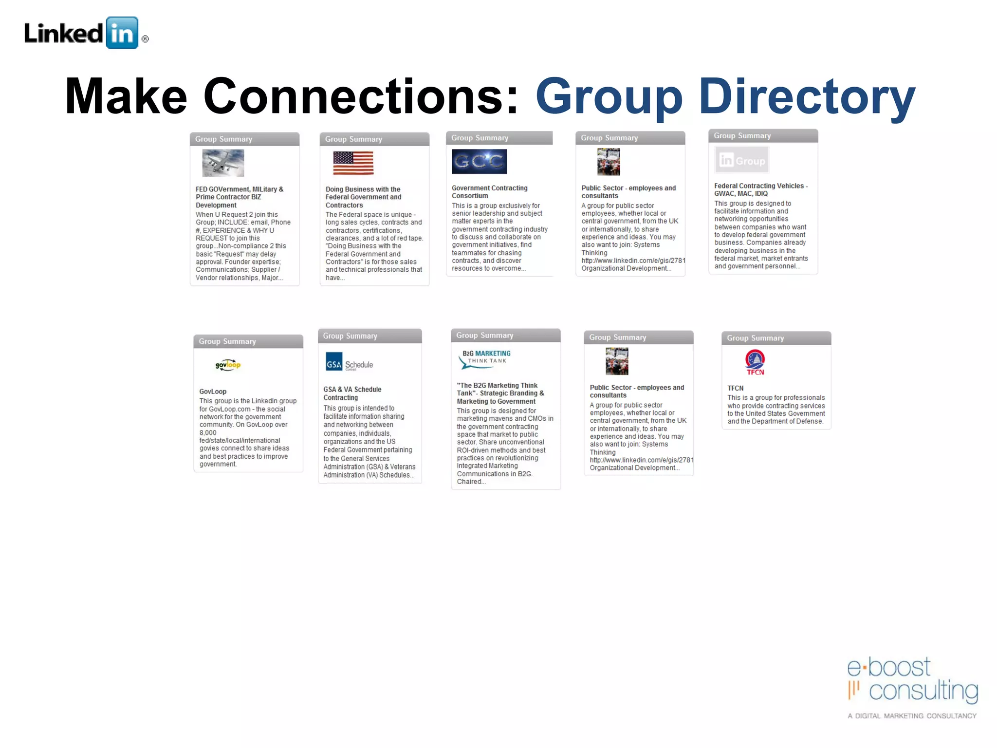 Make Connections:  Group Directory 