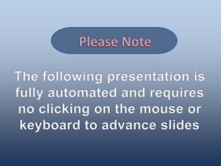 Please Note The following presentation is fully automated and requires no clicking on the mouse or keyboard to advance slides 
