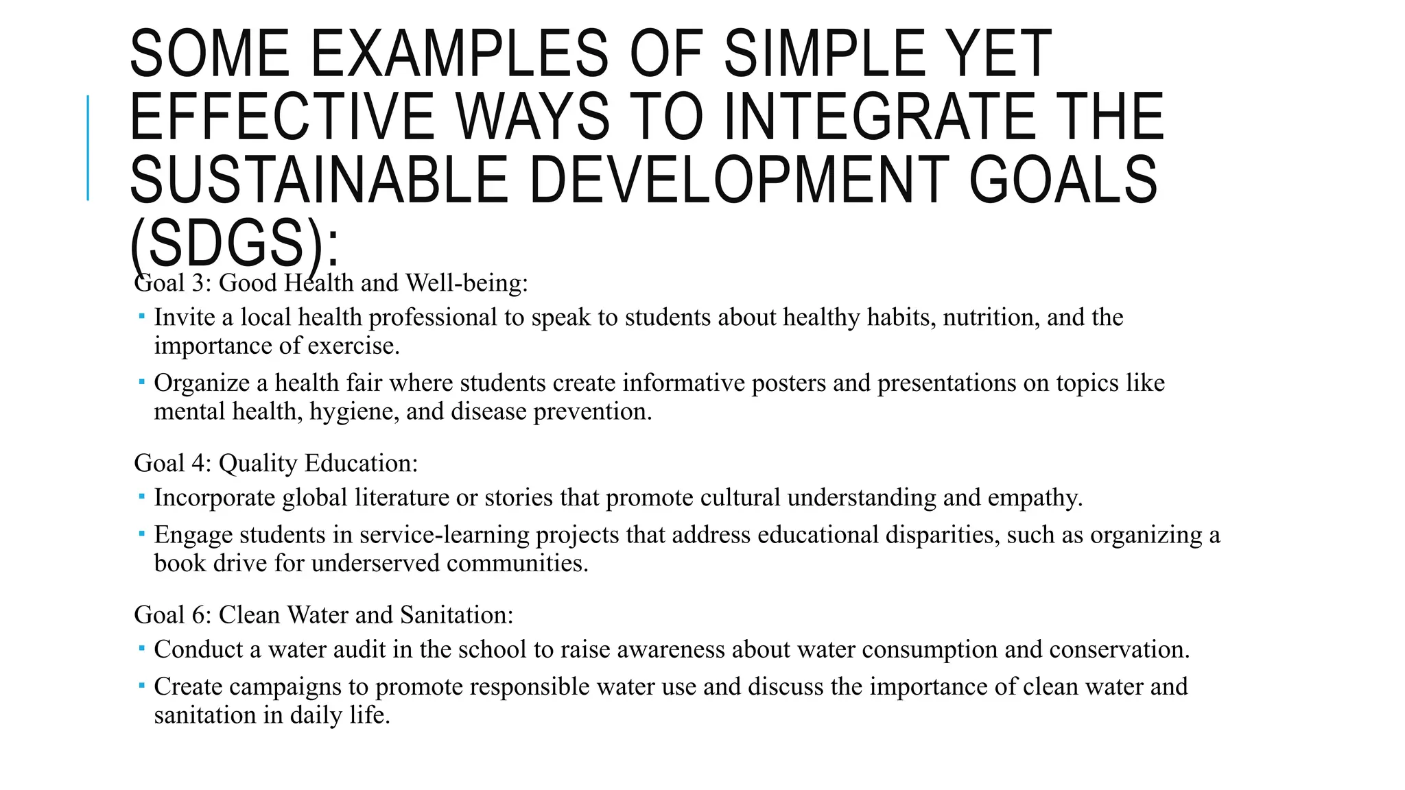 Integrating Sustainable Development Goals (SDGs) in School Education | PPTX