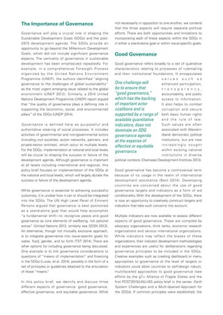 Integrating Governance into the Sustainable Development Goals | PDF