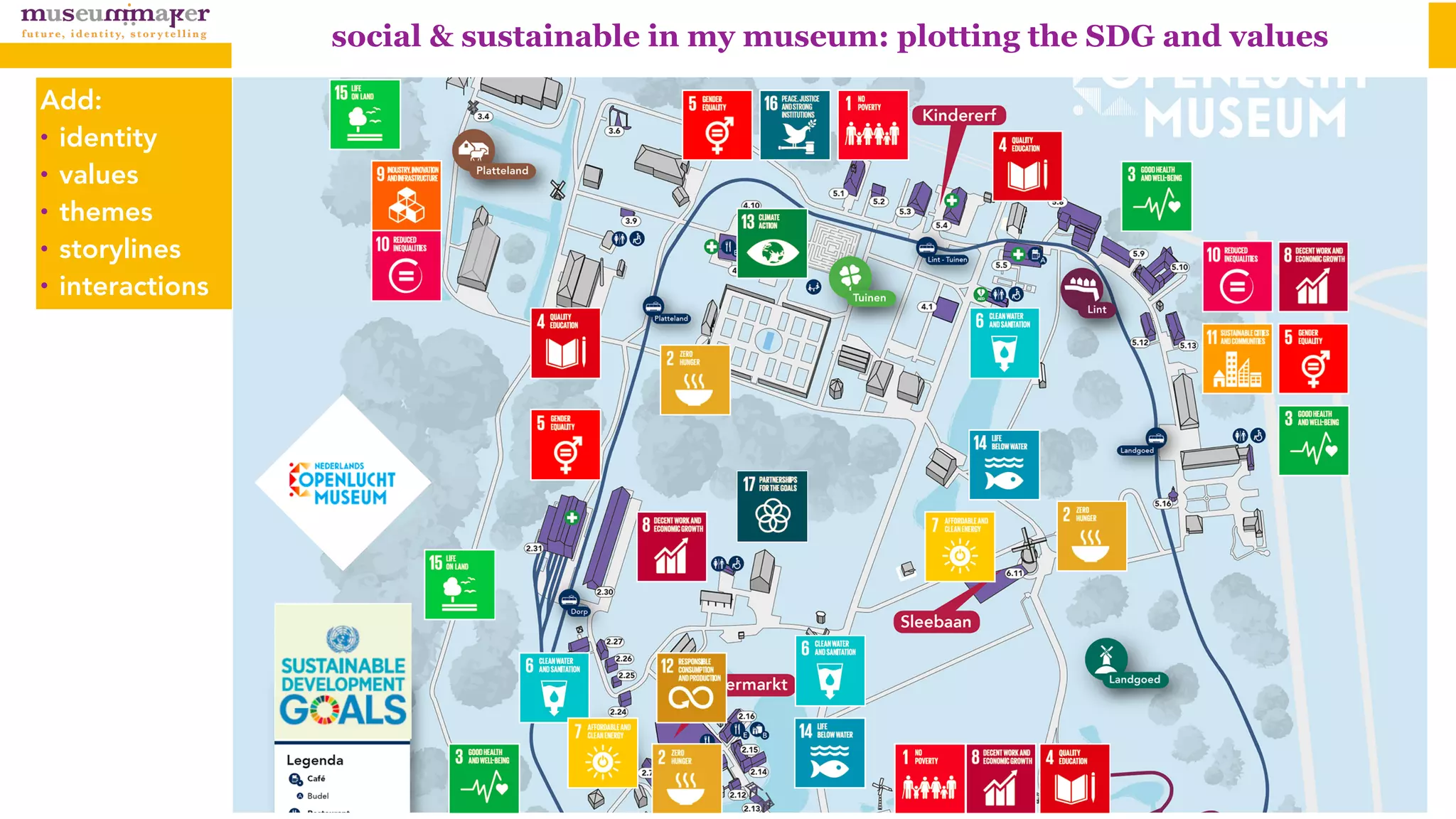 social & sustainable in my museum: plotting the SDG and values
Add:
• identity
• values
• themes
• storylines
• interactions
 