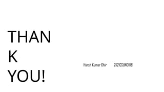 THAN
K
YOU!
Harsh Kumar Dhir 2K21CSUN01118
 