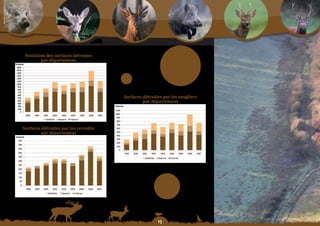 Schéma Départemental de Gestion Cynégétique
  de la FICEVY - 2009/2015




               evolution des surfaces détruites
                      par	département




                                                  Surfaces détruites par les sangliers
                                                           par	département	




            Surfaces détruites par les cervidés
                    par	département




                                                                  
 