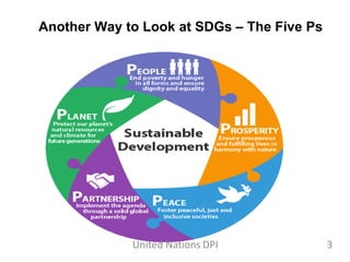 Another Way to Look at SDGs – The Five Ps
United Nations DPI 3
 