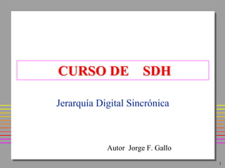 1
CURSOCURSO DE SDHDE SDH
Jerarquía Digital Sincrónica
Autor Jorge F. Gallo
 