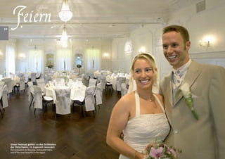 Feiern
                                 Celebrate




12




     Unser Festsaal gehört zu den Schönsten
     der Ostschweiz, im Jugenstil renoviert.
     Our renovated, Art Nouveau, banquette hall is
     one of the most beautiful in the region
 