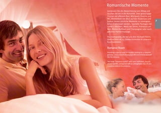 Romantische Momente
Geniessen Sie die Abwechslung vom Alltag und
tauchen Sie ein in die Romantik. Zwei grosszügige
Zimmer mit offenem Bad, Whirlpool, Dusche und
WC, Himmelbett mit Blick auf den Bodensee und
Balkon lassen sinnliche Momente zu unvergess-                      
lichen Erlebnissen werden. Spezielle Packages mit
1 oder 2 Nächten, Menü der Sinne, Frühstück am
Bett, Blüten-Duftbad und Champagner oder auch
geführte Partnermassage.

Hochzeitspaare, die bei uns ihre Hochzeit feiern,
übernachten ab 25 Gästen kostenlos in unserem
Kuschelzimmer.

Romance Room
Providing a special treat for couples looking for a romantic
getaway. - enjoy a break of everyday’s life and immerse yourself
into the romance.

Two large “romance-rooms” with open bathroom, Jacuzzi,
shower and WC, canopy bed with an unforgettable view of Lake
Constance adds to the ambience.
 