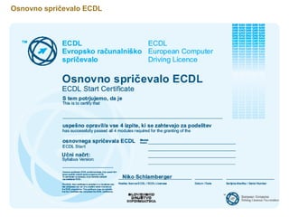 Osnovno spričevalo ECDL
 